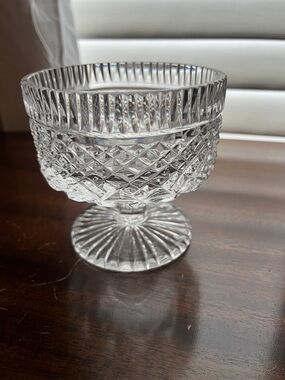 Clear Cut Glass Pedestal Compote - Decorative Serving Bowl